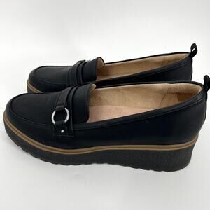 Naturalizer Soul Womens Joyla Black Burnished Loafer Size 12M